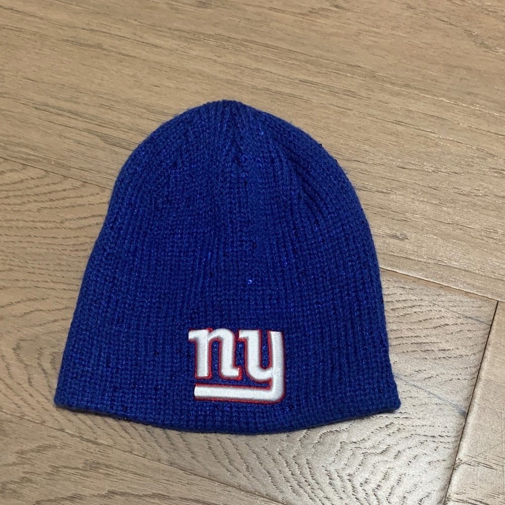 New Era Adult New York Giants Blue Shimmery Waffle Knit Beanie